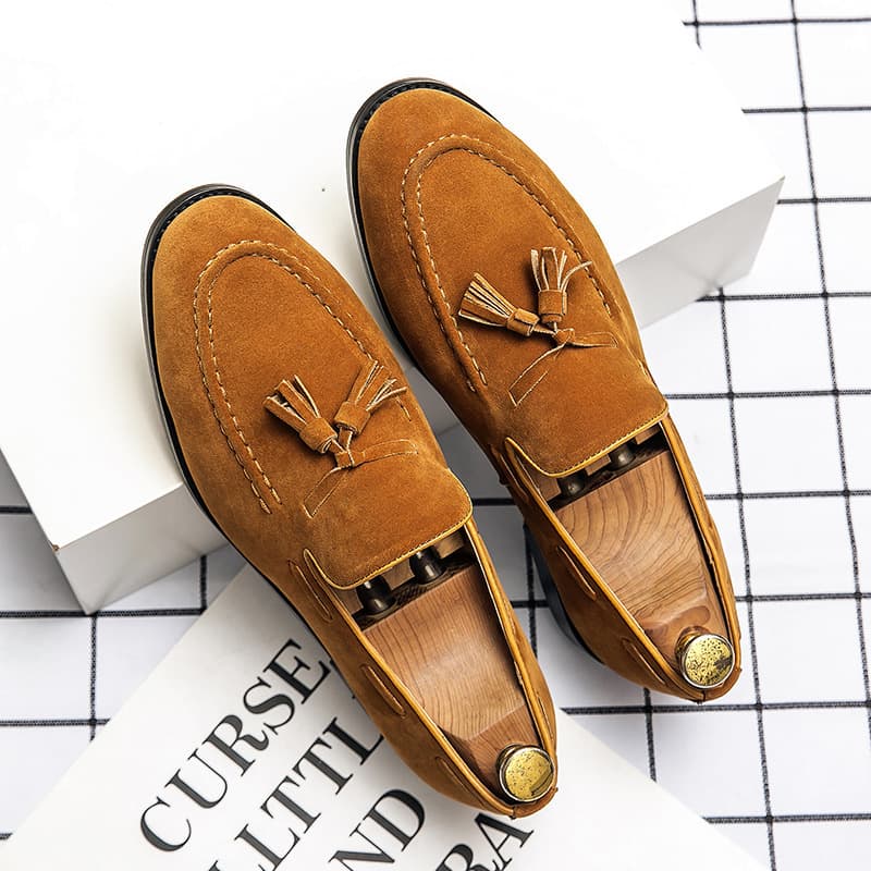 Fashion Men's Loafers for Summer, Slip-On Driving Shoes, Lazy One-Step Wear, Soft Sole British Style Casual Leather Shoes