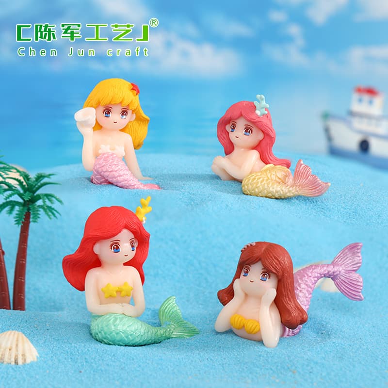 Miniature Cartoon Sweet Mermaid Figurine, Mermaid Miniature Landscape Ornament, Plastic Accessory