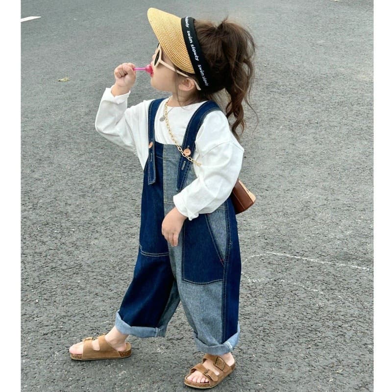 Spring and Autumn Korean-style Girls' Fall Fashionable New Denim Overall Set