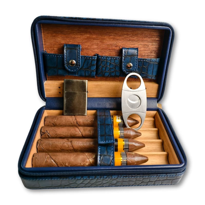 Free Shipping Cigar Humidor 4-Pack Cedar Wood Portable Cigar Case Travel Set