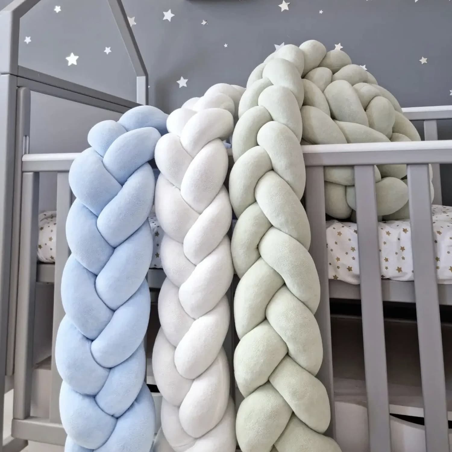 New Nordic Style Children's Bed Bumper Guard, 2m/3m Creative Woven Rope Knot Pillow