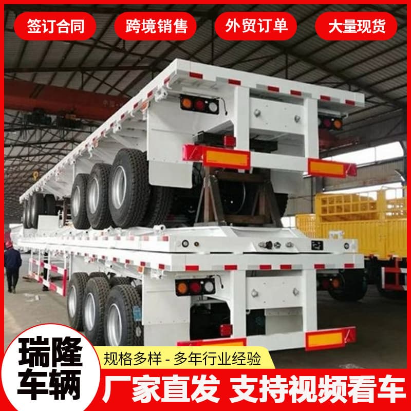 Foreign trade export flatbed semi-trailer telescopic flatbed trailer heavy machinery transport engineering vehicle tractor