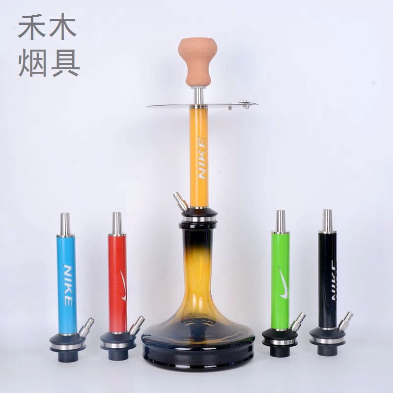 New spot hookah set stainless steel plate hookah glass pot color letter hookah gradient glass bottle