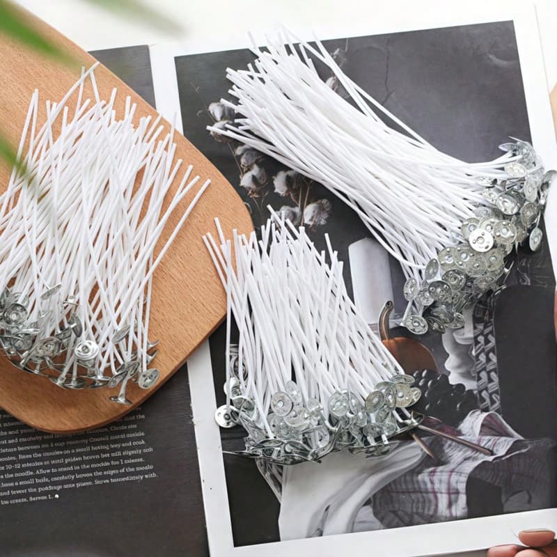 Cross-border Cotton Candle Wick Wax Core DIY Handmade Scented Candle Wick Factory Direct Waxed Iron Holder Smokeless Wick