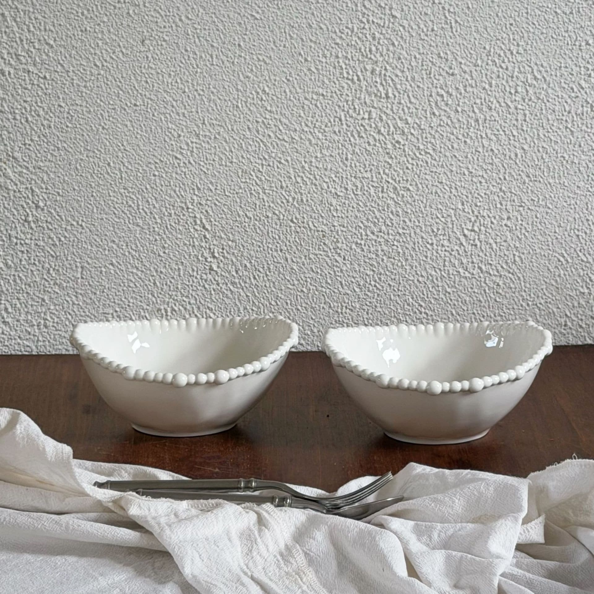 French-style 3D Pearl Edge Ceramic Bowl Irregular Ingot Bowl Salad Bowl Fruit Bowl Dessert Bowl High-End Dining Bowl