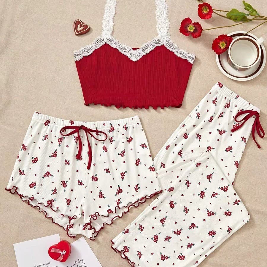 Women's Pajamas Spring Summer New Sweet Cute Sexy Cotton Camisole Shorts Long Pants Loungewear