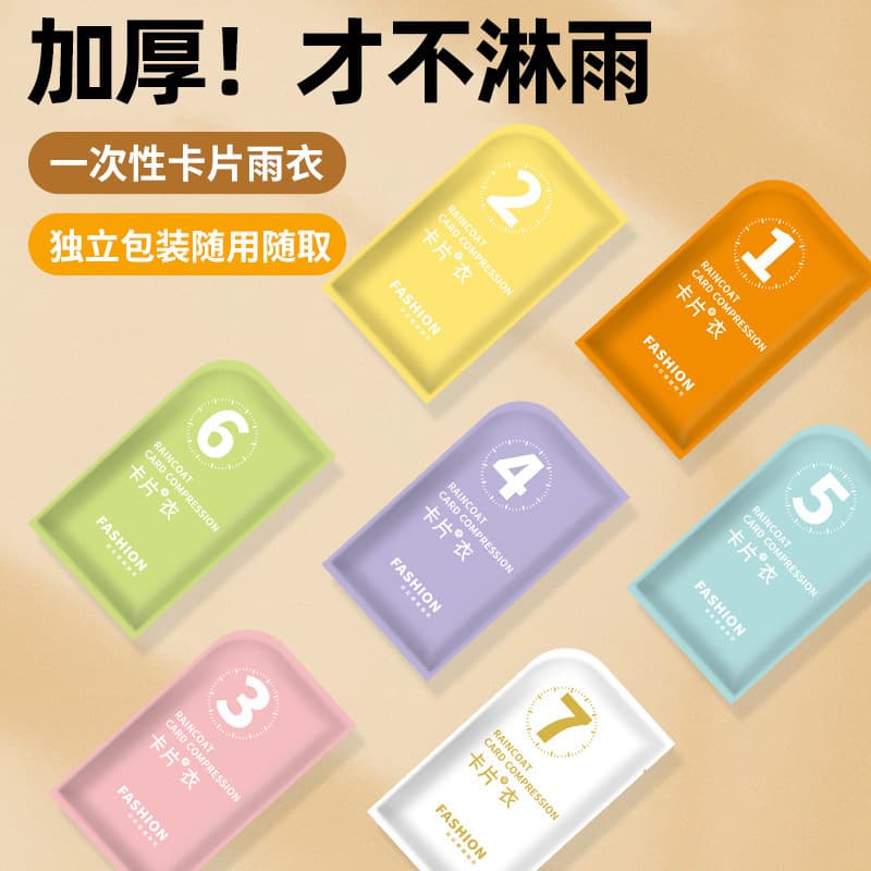 Disposable card-style rainbow raincoat, thickened adult version, compressed portable rain poncho, outdoor travel raincoat wholesale