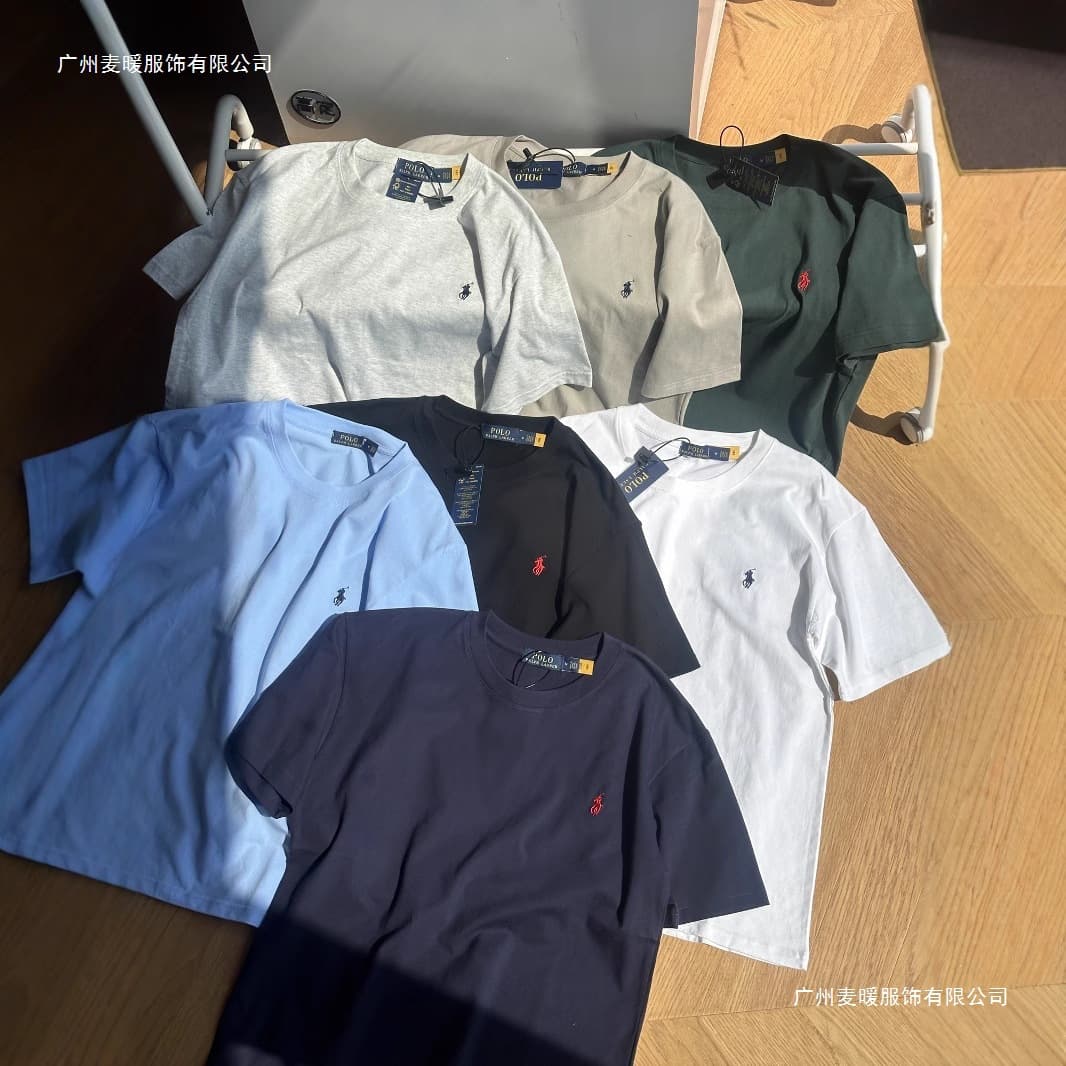 RALPH LAUREN Pony Logo Embroidered T-Shirt Men's Classic Retro Loose Short Sleeve Versatile Gray