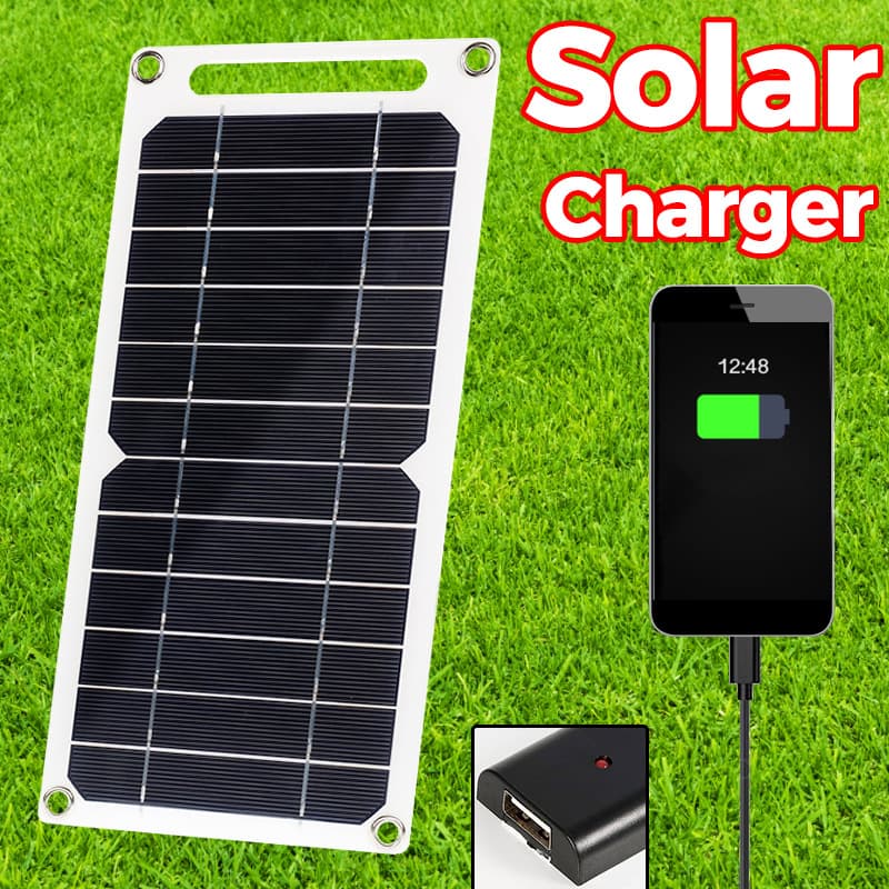 New Solar Panel Cross-border Amazon 6W USB Mobile Phone Outdoor Charging Power Bank Camping Power Supply Photovoltaic Panel