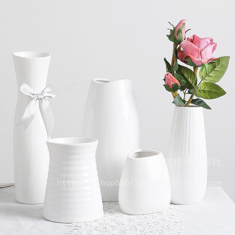 New Chinese Style Ceramic Vase White Hydroponic Living Room Home Minimalist Nordic Decor, Pothos Desktop Flower Arrangement Ornament