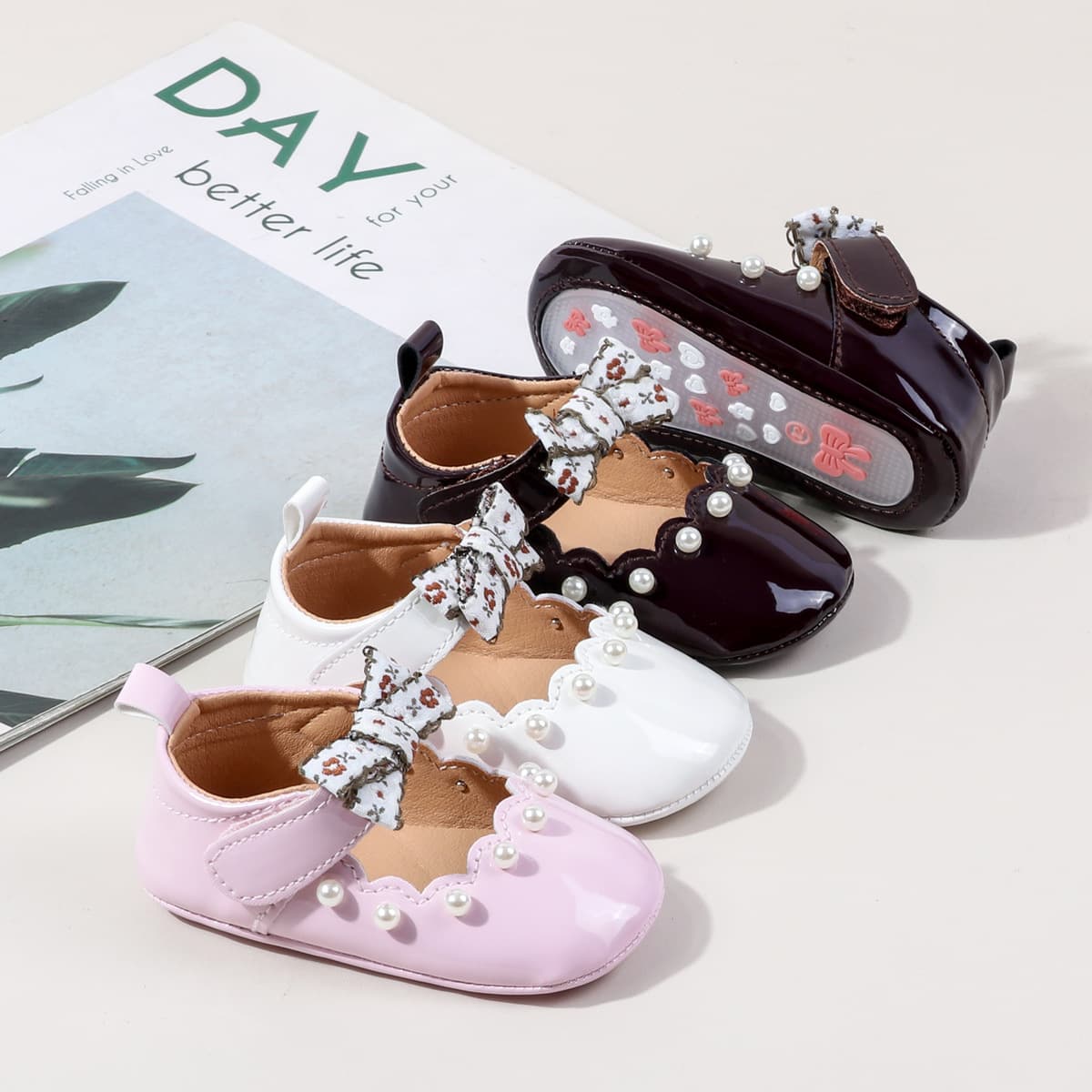 0-1 year old baby shoes new princess shoes floral bow rubber sole baby shoes non-slip toddler shoes