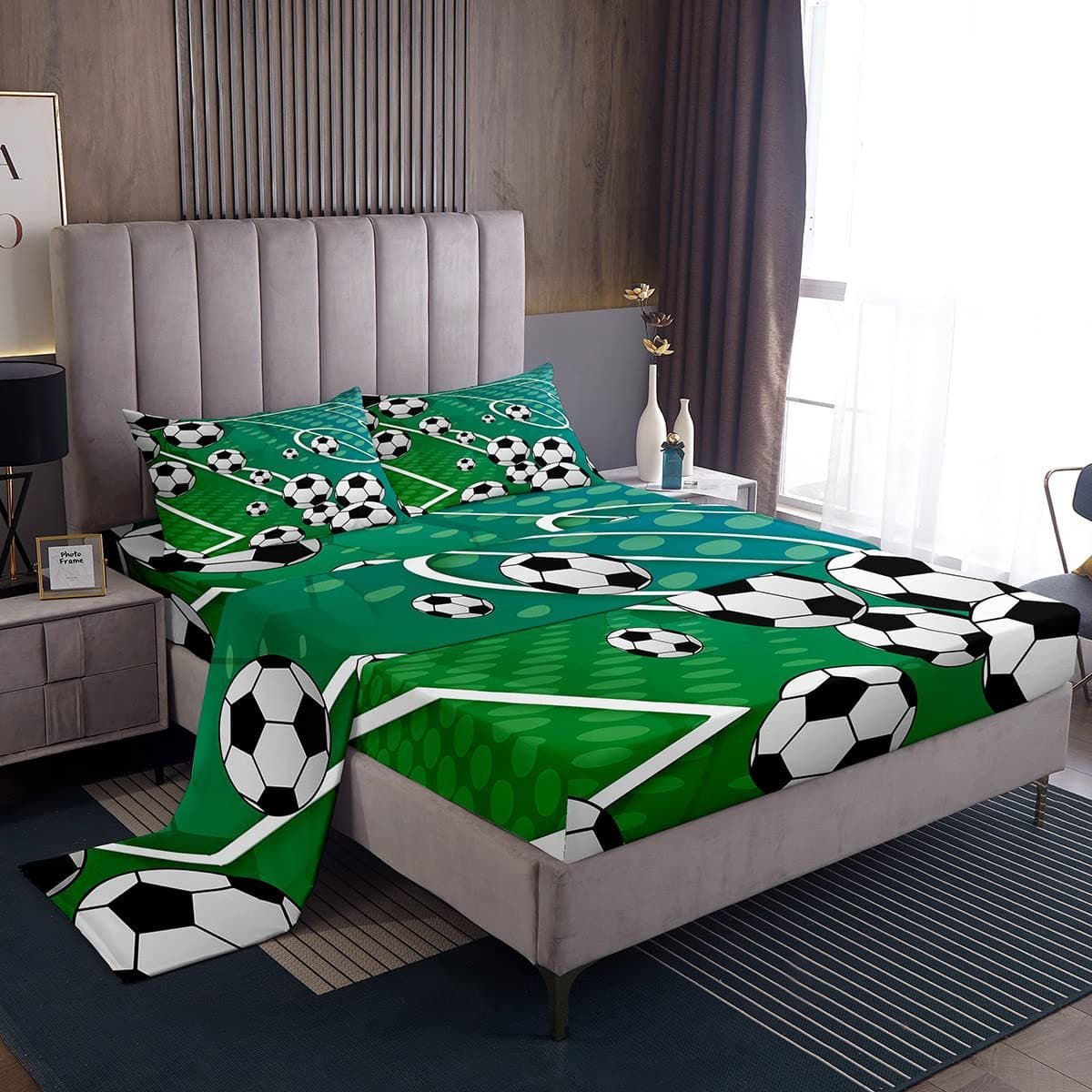 Sports Football Pattern Cross-Border Fitted Sheet Four-Piece Bedding Set Bedroom Dormitory Bedding Decoration