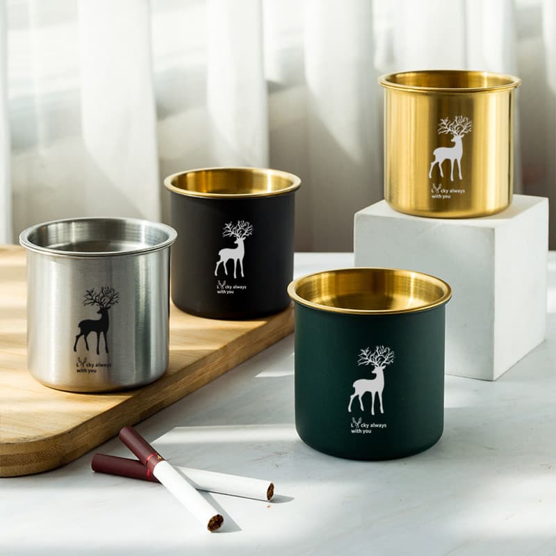 Stainless steel ashtray household heightened funnel ashtray windproof creative car hotel Internet cafe KTV ashtray