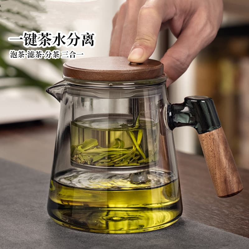 2025 All-Glass Inner Pot Press-Style Home Teapot with Tea-Water Separation
