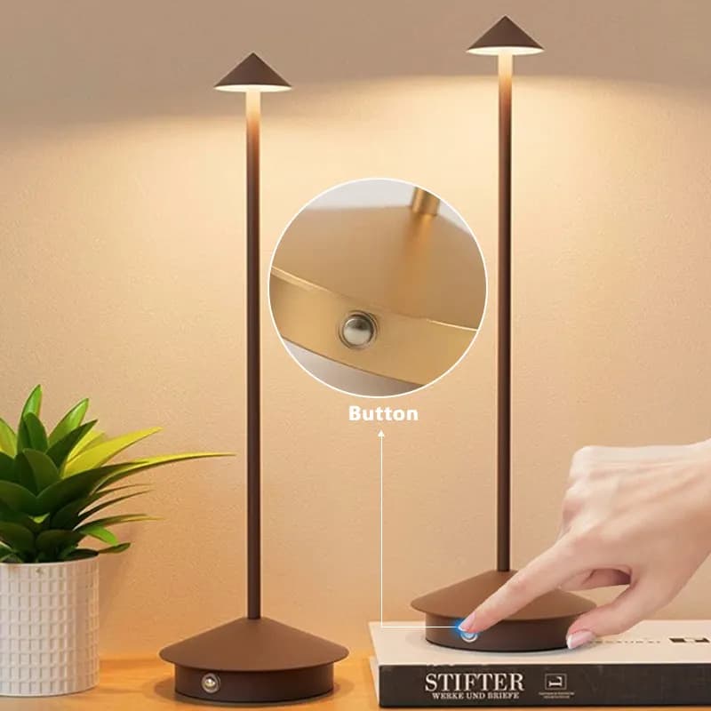 Amazon Best-selling Arrow Small Bamboo Hat Table Lamp Cross-border LED Three-color Temperature Charging Stepless Dimming Mushroom Night Light