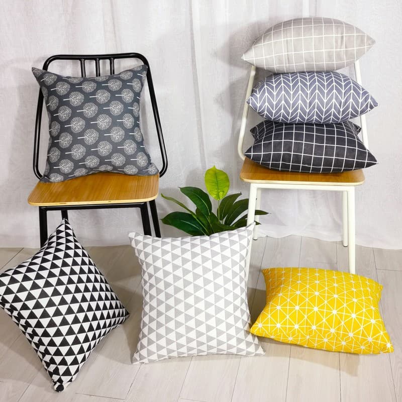 Cross-border Cotton Linen Style Printed Flax Throw Pillow High-volume Linen Cushion
