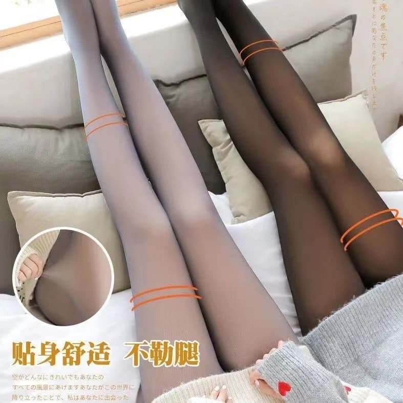 Fleece-Lined Thickened Faux Bare-Leg Tights for Women Plus Size Airline Gray Skin-Tone Seamless Leggings Bare-Leg Look Pantyhose Outerwear