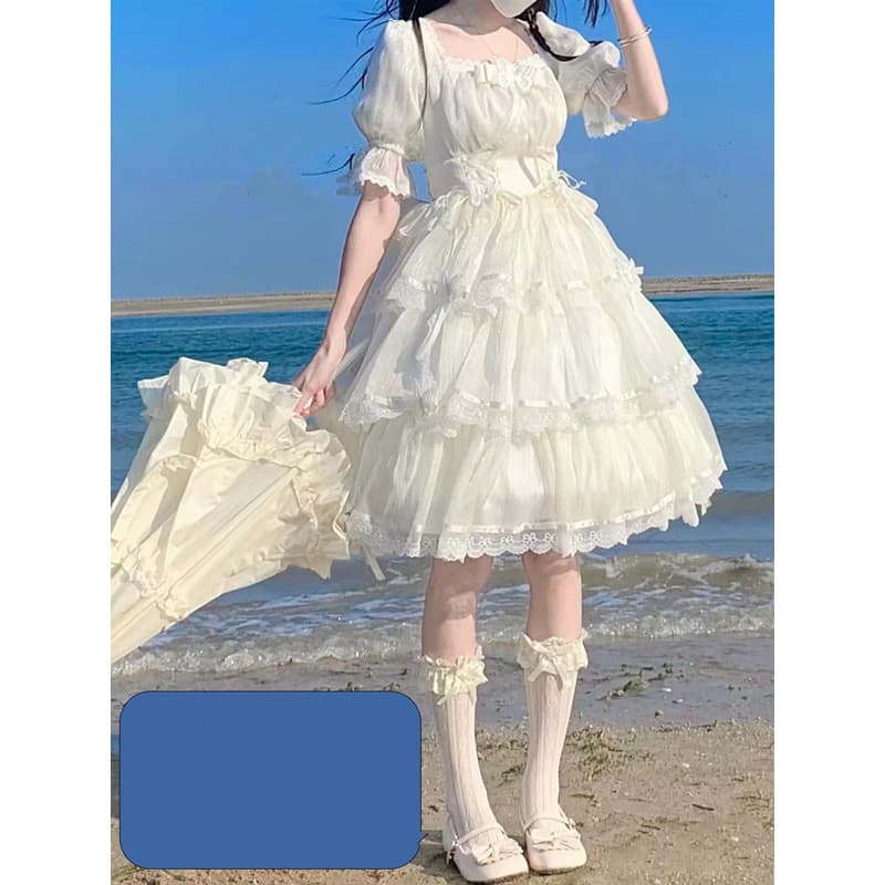Lolita Dress Summer OP Fairy Birthday Dress Flower Bride Three-Stage Runaway Princess