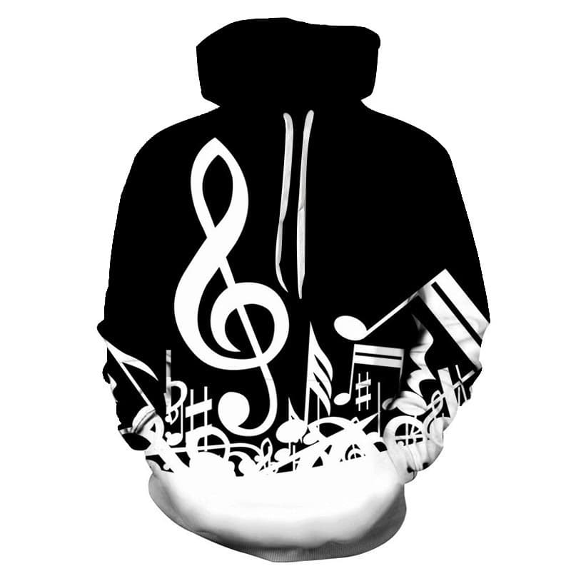 2021 Europe and US Cross-Border New Music Note 3 Digital Print Loose Casual Hoodie Sweater Coat