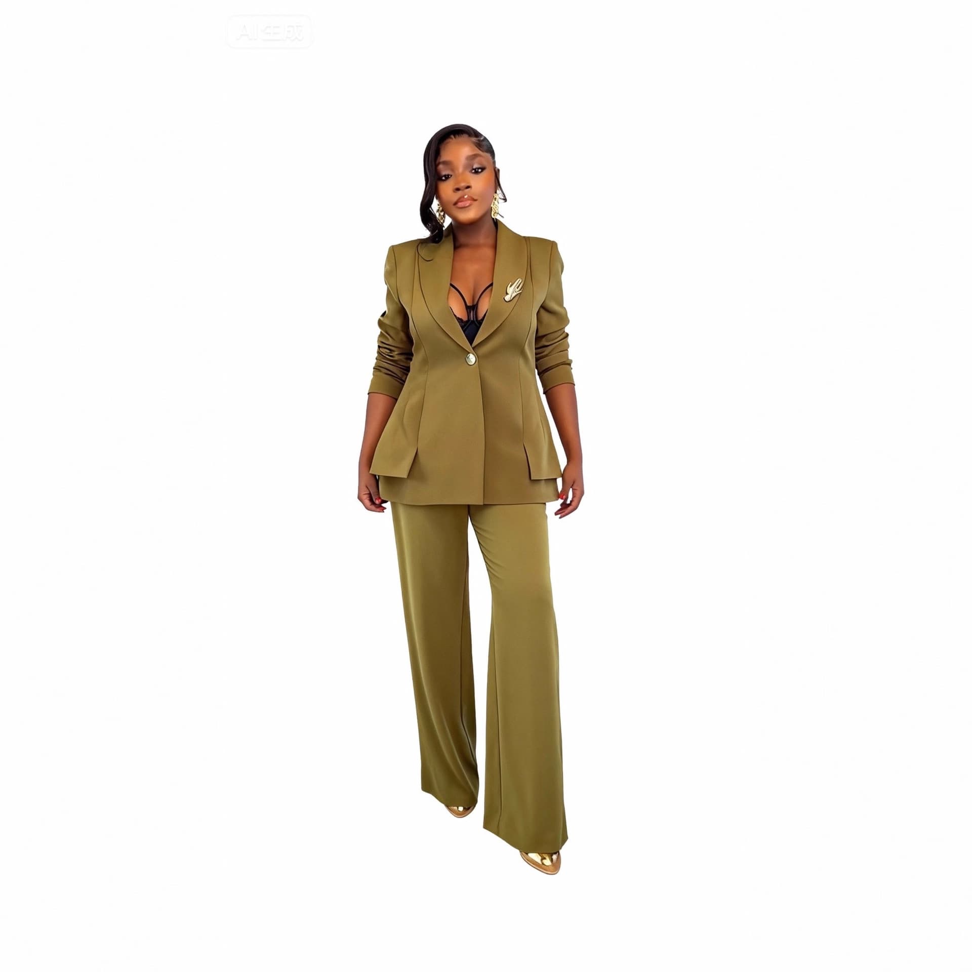 26 spring new large size women's suits, trousers, long sleeves, formal wear, professional wear, foreign trade popular wholesale, leisure and dual use