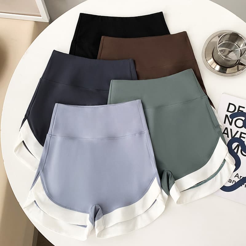 Three-Point Shark Pants Summer Outer Wear Thin Contrast Color Fitness Shorts Leggings Women's High-Waist Splicing Yoga Safety Pants