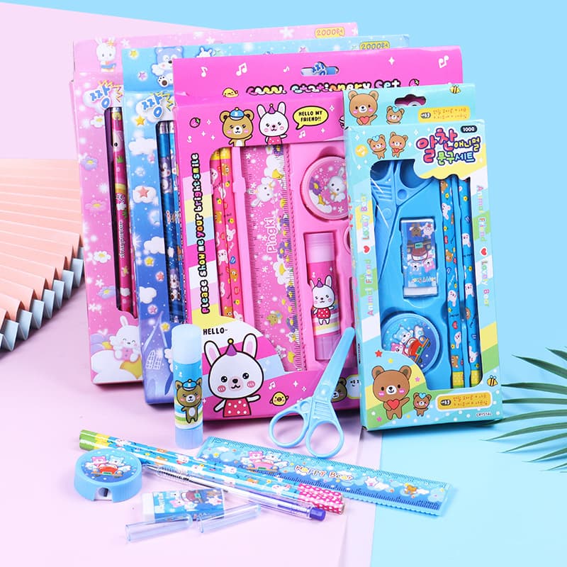 Gift Box Pencil Learning Creative 10-Piece Stationery Set for Primary School Students, Kindergarten Children's Gift