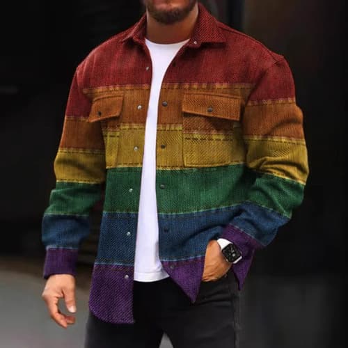 New Multicolor Pattern 3D Digital Print Casual 14 Print Men's Turn-Down Collar Jacket for Spring/Autumn