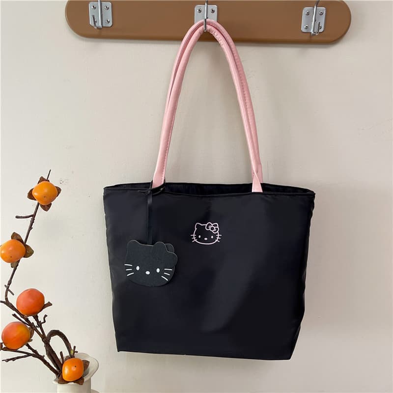 Kitty cute and exquisite girl commuting large capacity tote bag embroidered handbag lightweight armpit handbag for women