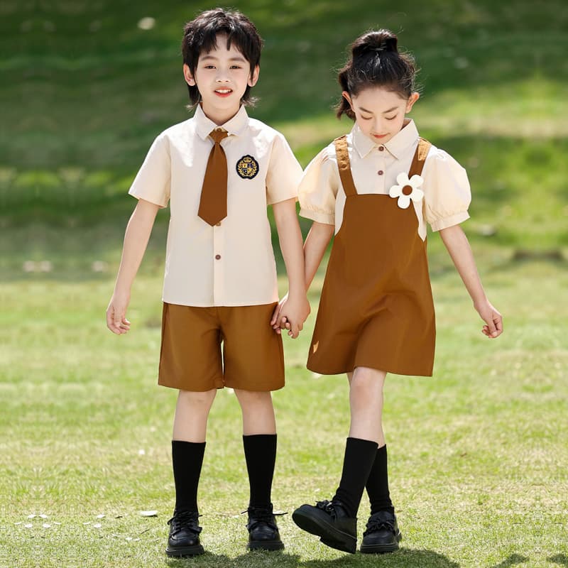 Kindergarten Graduation Gown, Pure Cotton British Style Primary School Student Uniform Summer Shirt Set, Children's Class Wear Summer