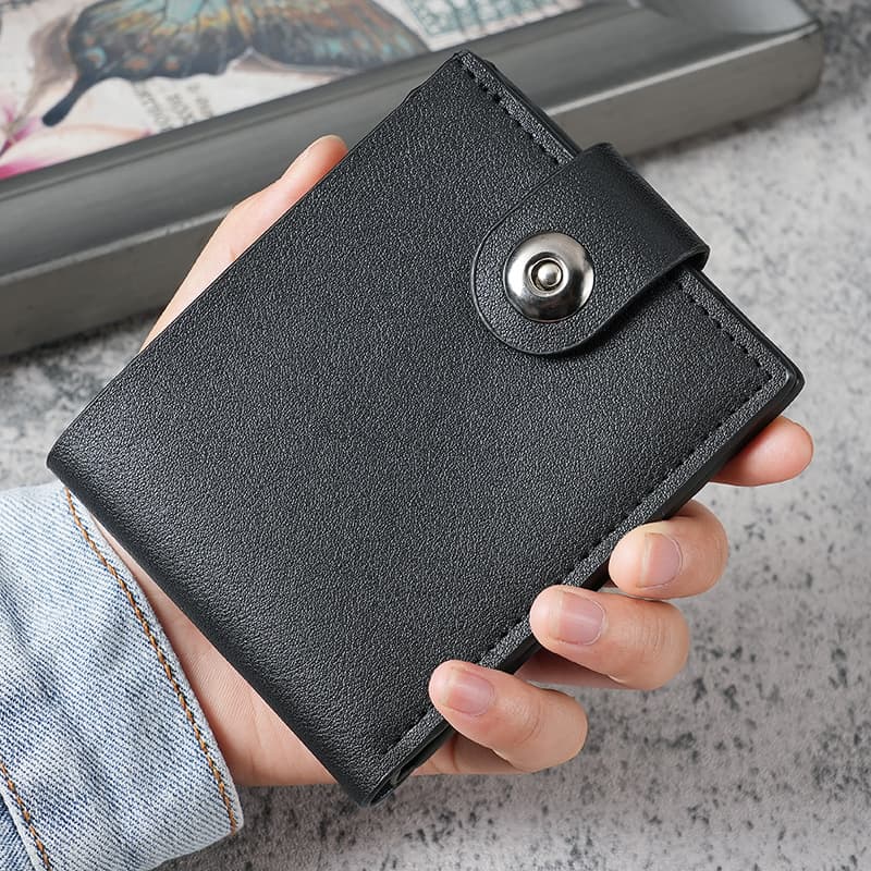 Men's Fashion Short Button Wallet Multi-Card Casual Horizontal Cross-Border Men's Wallet Direct Sale Stylish Compact Money Holde
