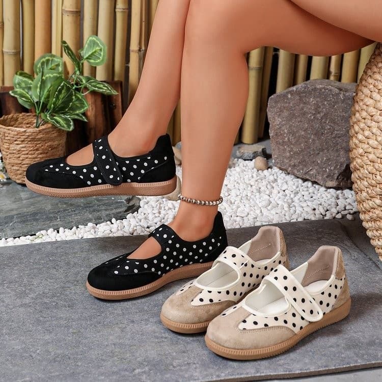 Women's Casual Polka Dot Thick-Soled German Training Shoes, 2026 Summer New Style, Pairs with Skirts, Women's Forrest Gump Shoes