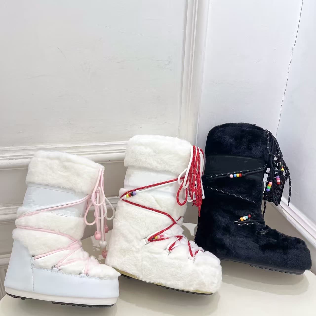 Thick-soled Warm Fur Snow Boots Short Boots Women 2025 New Winter Heightening Moon Boots Ugly Cute Ski High-top Boots