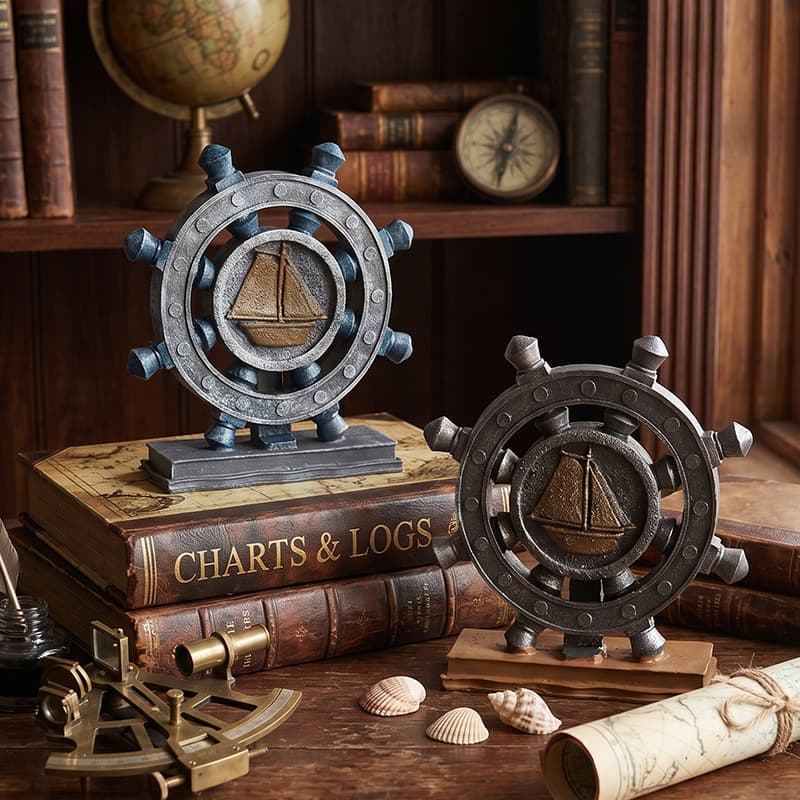 Mediterranean retro ocean sailing ship rudder compass display props home restaurant bar decoration ornaments