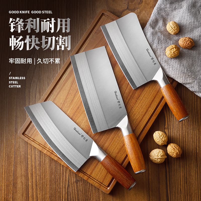 Hand-Forged Knife Set 3-Piece Stainless Steel Slicing, Chopping, and Bone Cleaver Knives Professional Kitchen Knife Set