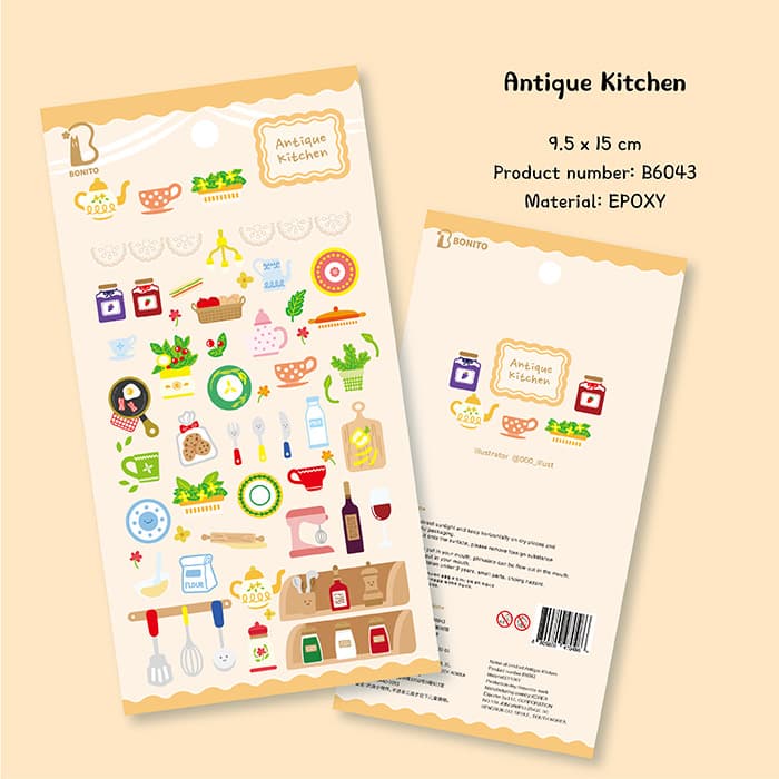 Cross-border Korean BONITO Kitchen Supplies B6043 Cute Epoxy Phone Water Cup Decoration Scrapbook Stickers