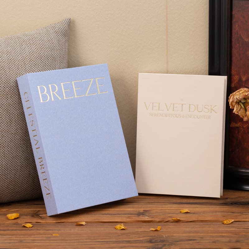 Linen Gold Foil Magnetic Storage Box, Double Weave Linen Decorative Book, Fake Book Prop, Cross-border High-Aesthetic Prop Book, Simulation Book
