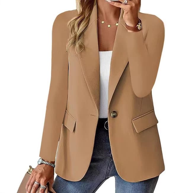 2025 European and American Fashion Cross-border New Arrival Amazon WISH Bestseller Autumn Long-sleeved Solid Color Cardigan Blazer