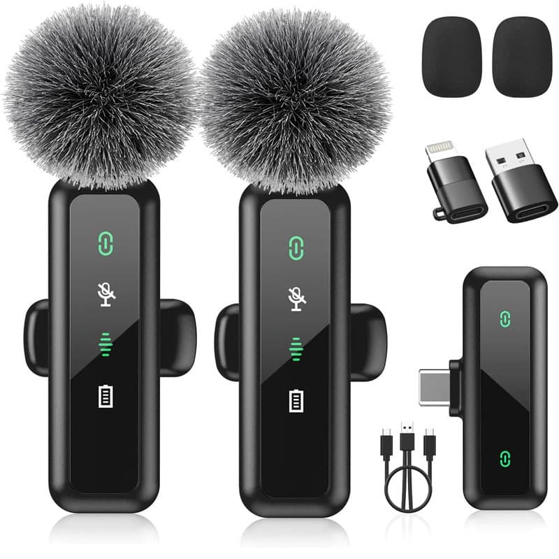 Wireless Lapel Microphone H63 One-to-Two Shooting Noise Reduction Bluetooth Lapel Mic for Live Broadcast Full Directional/Non-Directional