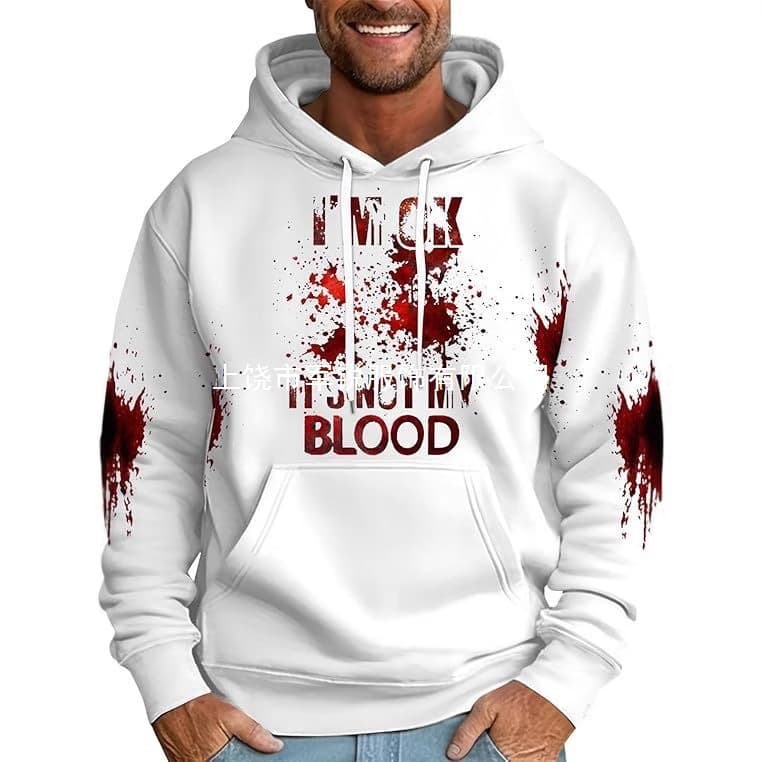 European and American large size new Halloween pullover sweatshirt for men and women, scary blood traces 3D printed sweatshirt hoodie