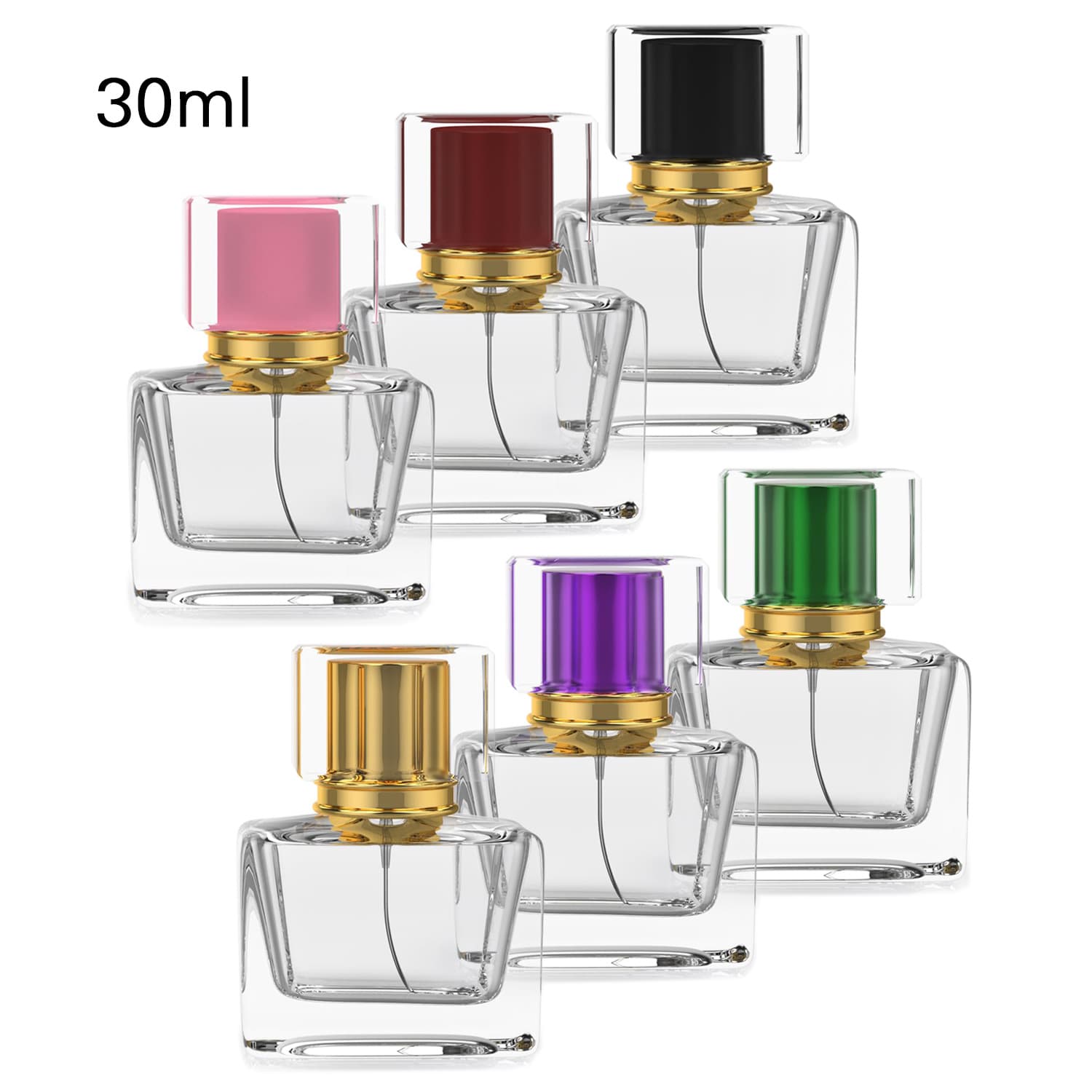 Spot 30ml spray perfume glass bottle square high-end essential oil perfume spray bottle portable internal spray sample bottle