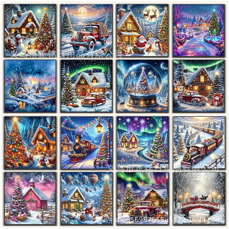 Christmas Snow House Amazon Best Selling 5D Handmade Diamond Painting Round Diamond Full Diamond DIY Decorative Painting Manufacturer Wholesale