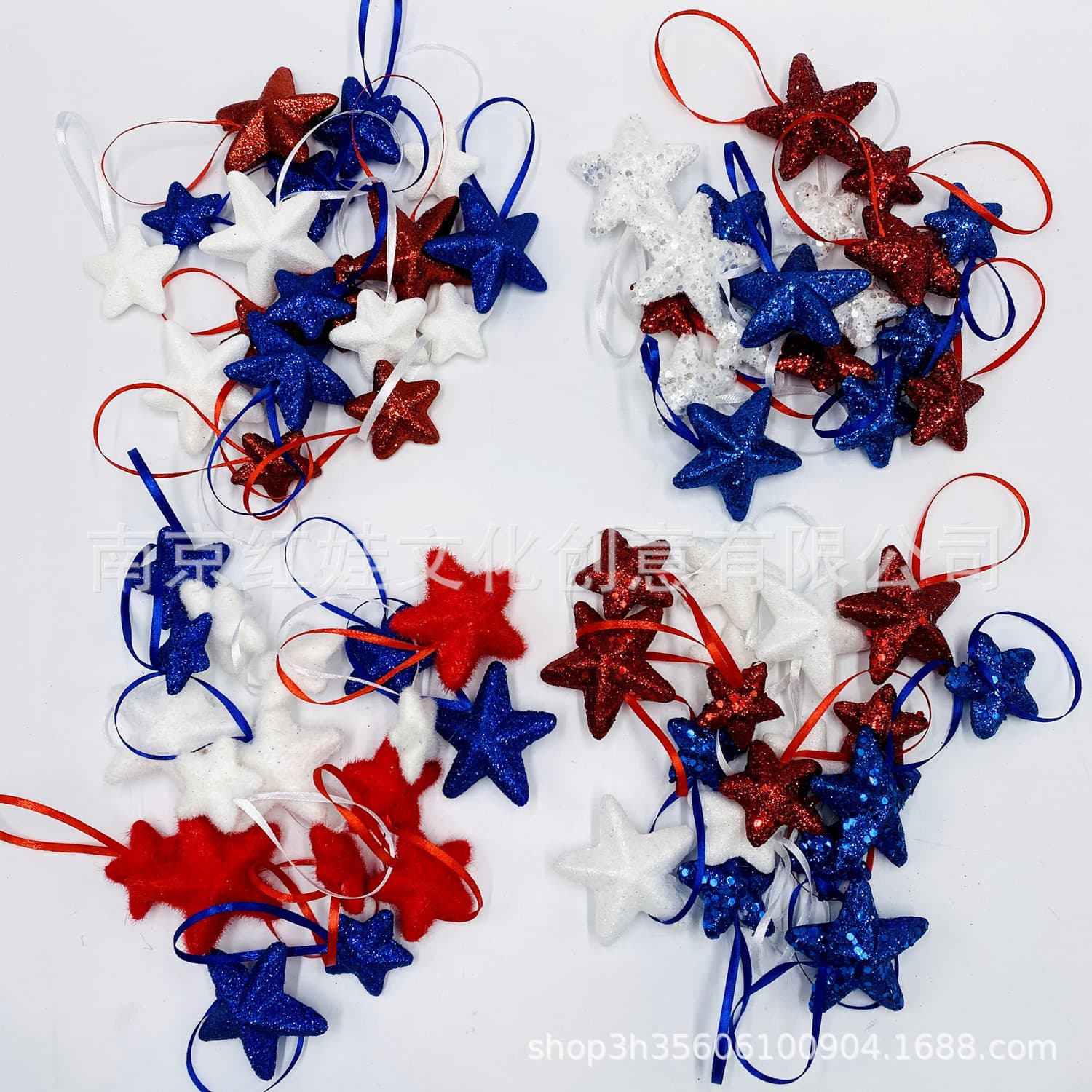 Amazon US Site Independence Day National Day Foam Five-pointed Star Glitter Christmas Tree Decoration Small Pendant
