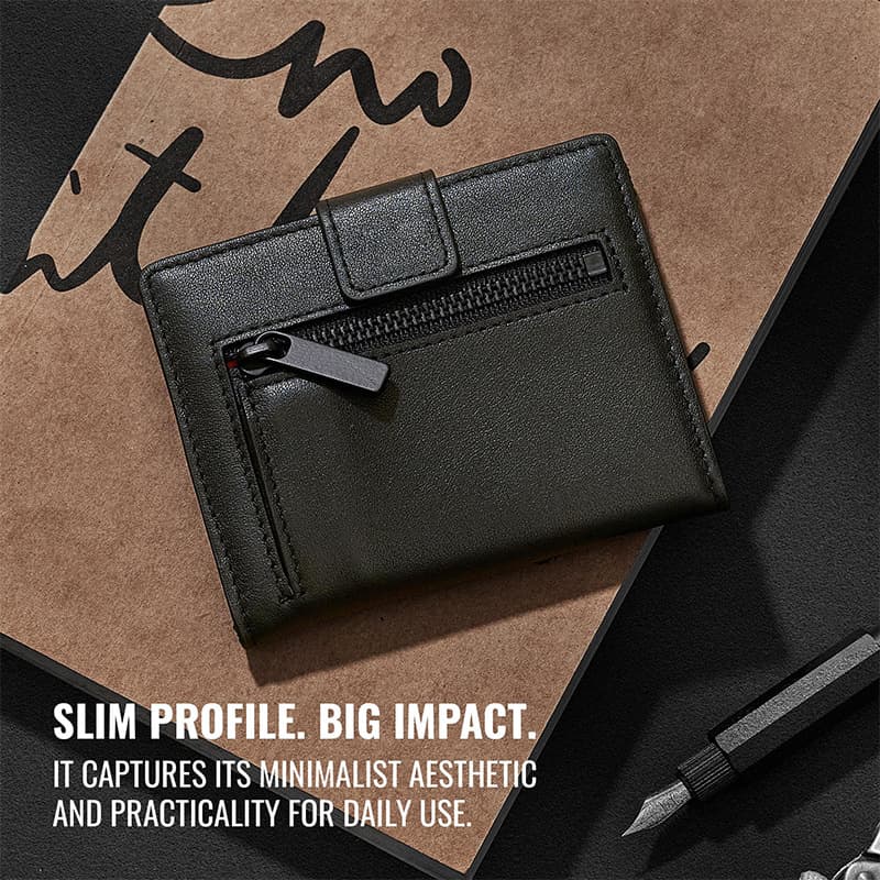Japanese style cloth portable wallet multi-functional zipper coin purse customized light and short two-fold genuine leather men's wallet