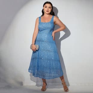 Cross-border Spring/Summer New European and American Style Women's Plus Size Bodycon Party Spaghetti Strap Evening Dress