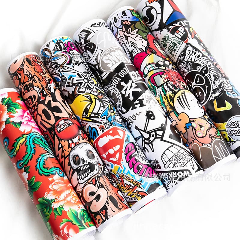 Cross-border Car Body Cartoon Graffiti Motorcycle Emblem Bicycle Note Sticker Film Dragon Phoenix Peony Flower