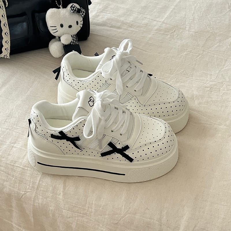 Campus Style Thick-Soled Sneakers for Women, 2026 New Summer Thin Breathable White Shoes, Height-Increasing Platform Shoes for Women