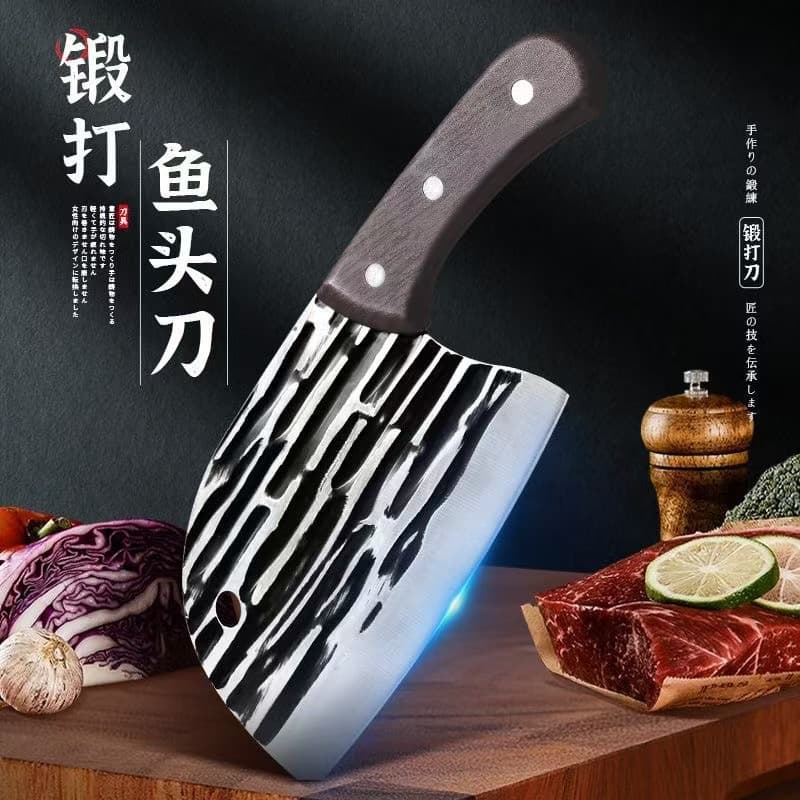 Home Forged Cleaver Fish Head Knife Internet Celebrity Knife Sharp Fast Cutting Meat Kitchen Knife Vegetable Knife Chef Knife Slicing Knife