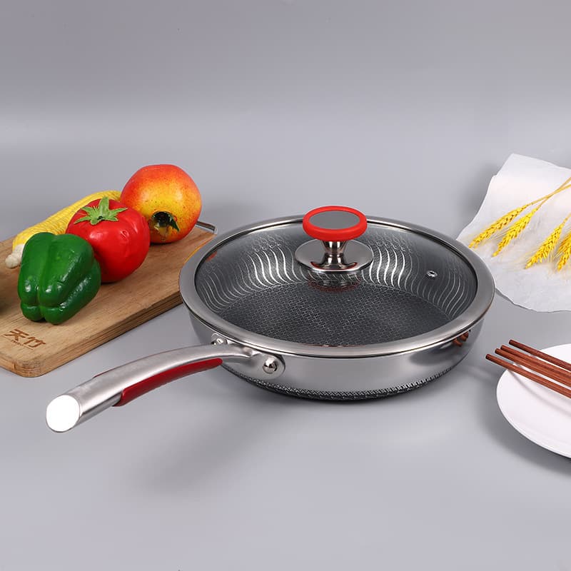 Stainless steel honeycomb non-stick pan non-stick pan wok steak pan induction cooker universal flat frying pan wholesale