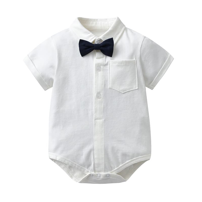 Summer baby bag, short-sleeved shirt, male baby gentleman's suit, tie jumpsuit, 100-day-old dress