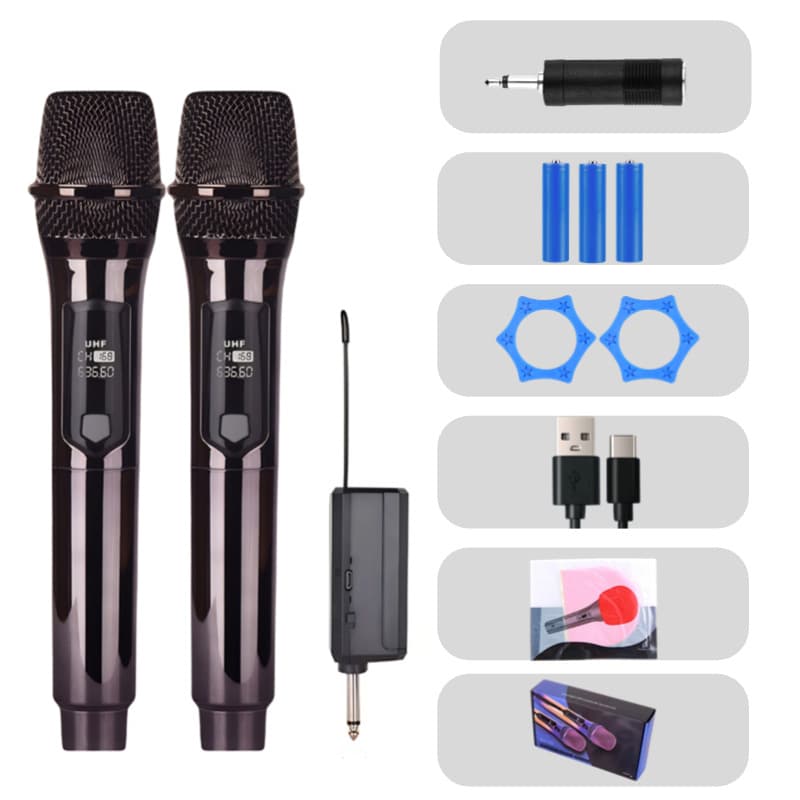 Cross-border 108 One-to-Two Wireless Microphone 2.4G Rechargeable Home KTV Stage Outdoor Handheld Wireless Mic